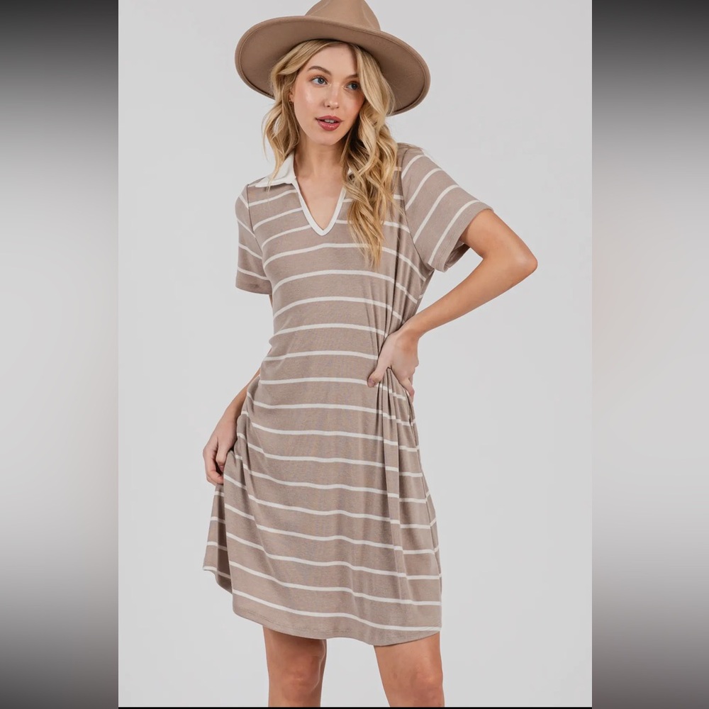 Casual Yarn Dye Striped Shirts  Dress